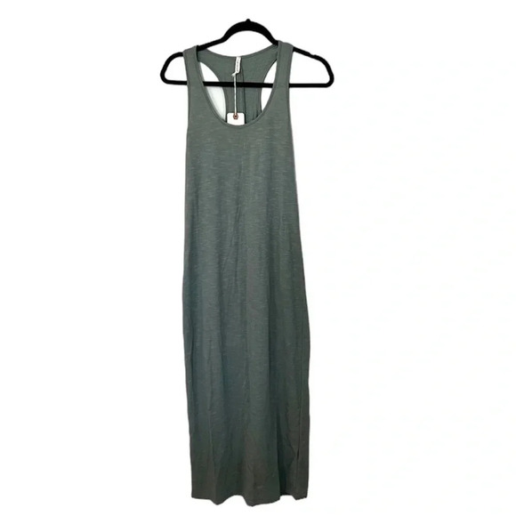 Lanston Women’s Gray Racerback Scoop Neck Maxi Dress with Side Slit Size S NWT - Picture 1 of 9